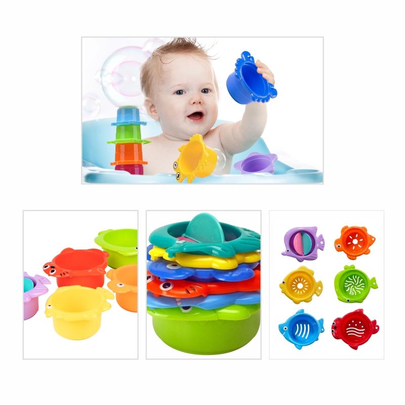 Fun baby play bath toy shower stacking cups