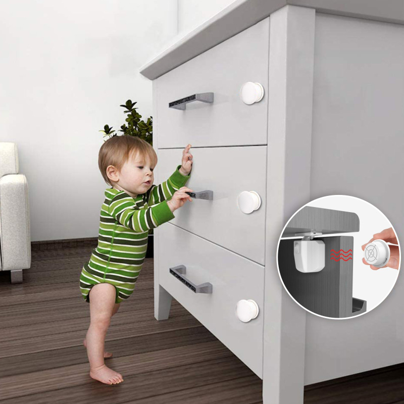 Cerraduras de cajón de bebé adhesivas fuertes de seguridad para el hogar con imán
